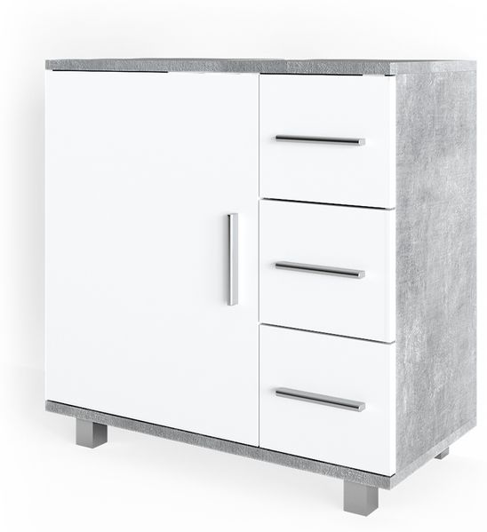 Vicco 'Ilias' Waschbeckenunterschrank, Spanplatte, 60,8 x 60 x 33 cm, Weiß / Beton