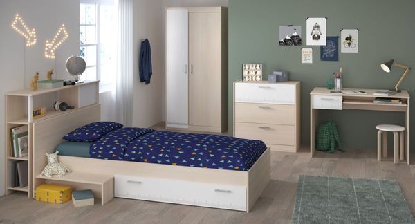 Parisot Kinderzimmer Charly in Akazie und weiß Jugendzimmer Set 5-tlg.