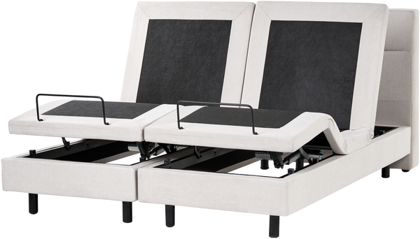 Bett verstellbar Stoff VICEROY 160 x 200 cm Hellbeige