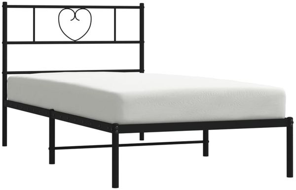 vidaXL Bettgestell mit Kopfteil Metall Schwarz 100x190 cm 355457 Bild 3