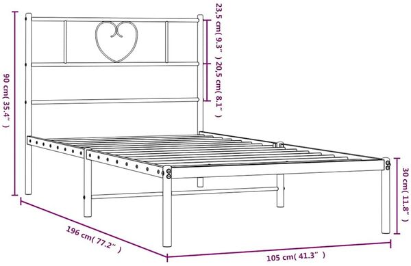 vidaXL Bettgestell mit Kopfteil Metall Schwarz 100x190 cm 355457 Bild 10