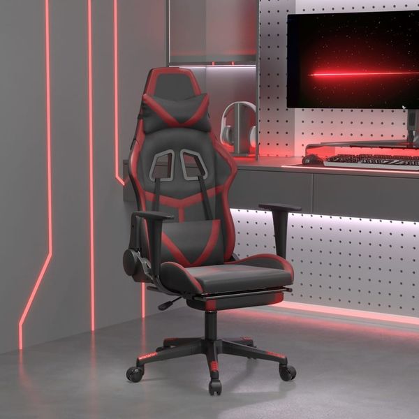 vidaXL Gaming-Stuhl mit Fußstütze Schwarz und Weinrot Kunstleder 3143683