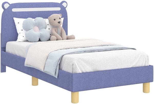 vidaXL Kinderbettgestell mit Kopfteil Jeans blau 80x160 cm Stoff 42011213