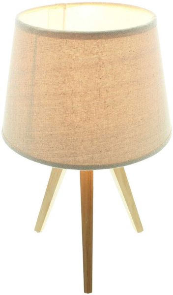 Dekoleidenschaft Tischleuchte "Nature" Tischlampe, Nachttischlampe aus Holz, Schirm in Leinen-Optik, ohne Leuchtmittel, beige, max. 40 W, E14