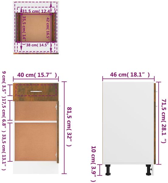 vidaXL Unterschrank mit Schublade Lyon Räuchereiche 40x46x81,5 cm 815570 Bild 12