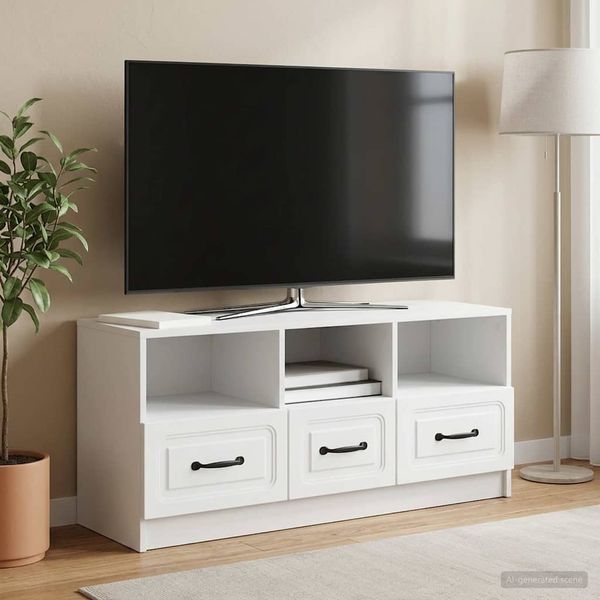 vidaXL TV-Schränk mit Schubladen Weiß 102 x 34,5 x 47 cm Holzwerkstoff 895825
