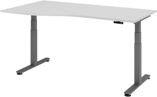 bümö elektrisch höhenverstellbarer Schreibtisch 180x100 cm in grau, Gestell in graphit - Stehschreibtisch höhenverstellbar mit Memory-Steuerung, elektrischer Bürotisch, Gaming Tisch, XDSM-18-5-G