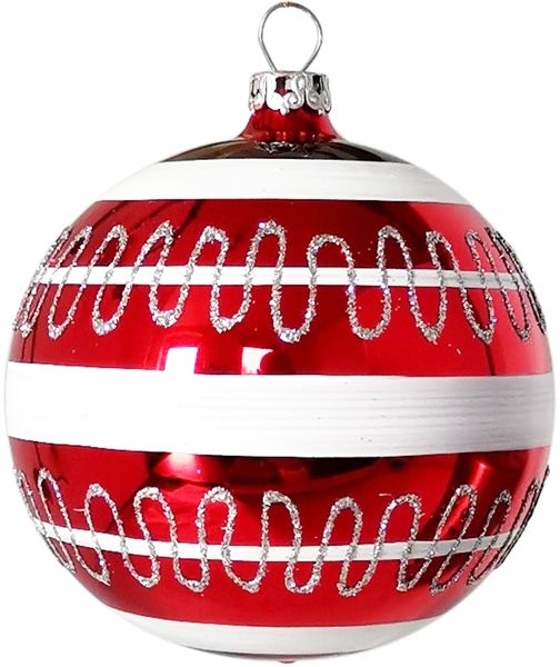 Weihnachtskugel Ø 8cm Welle rot Schatzhauser Thüringer Glas und Weihnachtsschmuck