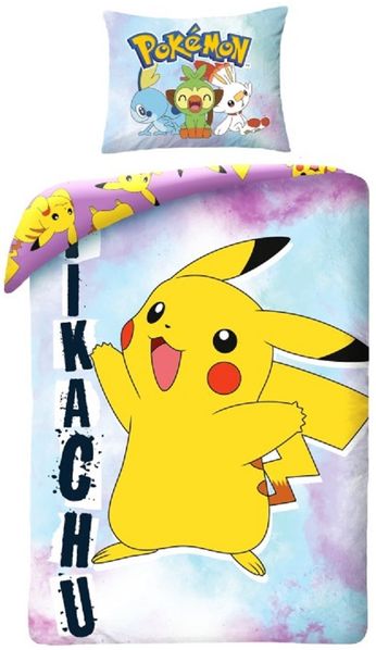Pokémon Bettwäsche Set aus Baumwolle Bettdeckenbezug 140 × 200 cm mit 70 × 90 cm Kissenbezug