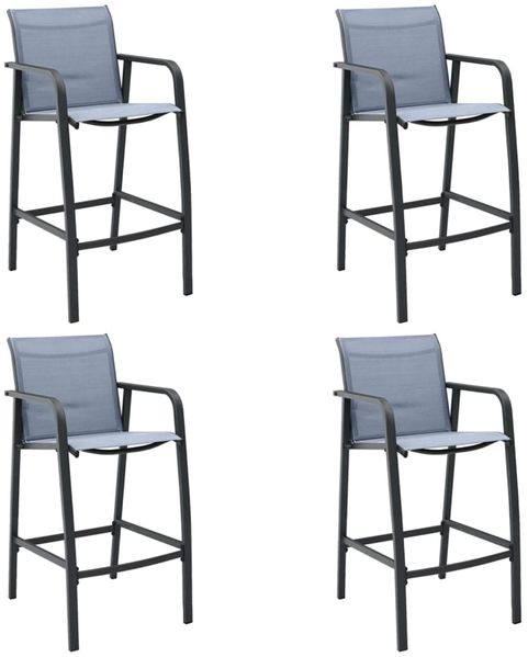 vidaXL Garten-Barstühle 4 Stk. Grau Textilene 48119