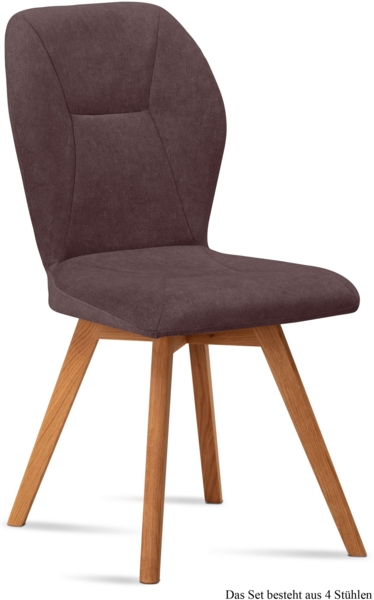 Esszimmerstuhl (4er-Set) Donia 51 x 92 x 60 Eiche geölt/Braun