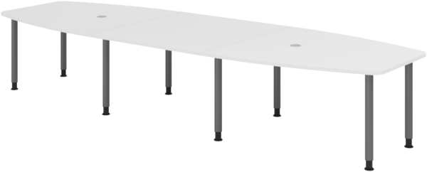 bümö Konferenztisch oval 400x130 cm großer Besprechungstisch in weiß, Besprechungstisch mit Gestell in graphit, Meetingtisch für 14 Personen, XXL-Tisch für Besprechungsraum & Meeting, KT40C-W-G