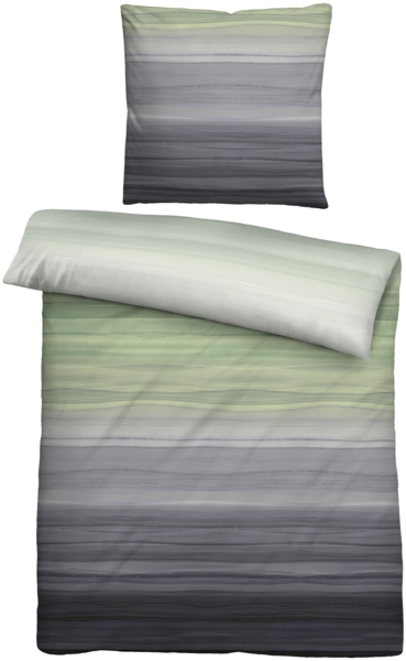 biberna Satin Bettwäsche 0614610 STREIFEN, pistaziengrün, 1x 155x220 cm + 1x 80x80 cm