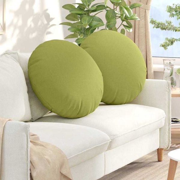 vidaXL Sitzkissen 2 pcs Hellgrün Ø60 x 21 cm Stoff 42014204