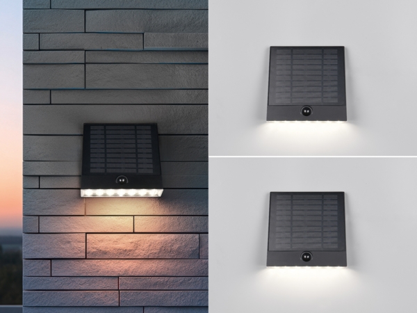 2er SET Solar Außenwandleuchten auch per USB aufladbar mit Bewegungsmelder