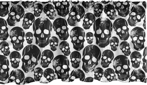 Abakuhaus Scheibengardine Vorhang Volant für Küche Schlafzimmer Dekor mit Stangentasche, Microfaser, gotisch Schmutz-Schwarz-Schädel