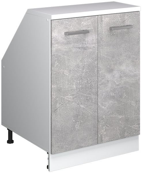 Küchenschrank für Dachschrägen R-Line Beton 60 cm mit 2 Türen, Schrankkorpus 60 cm Tiefe Vicco