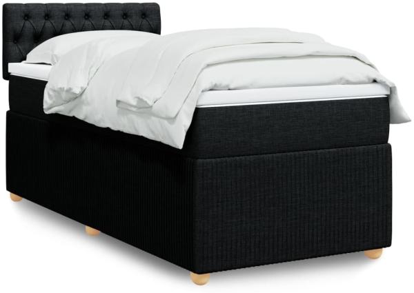 vidaXL Boxspringbett mit Matratze Schwarz 100x200 cm Stoff 3289676