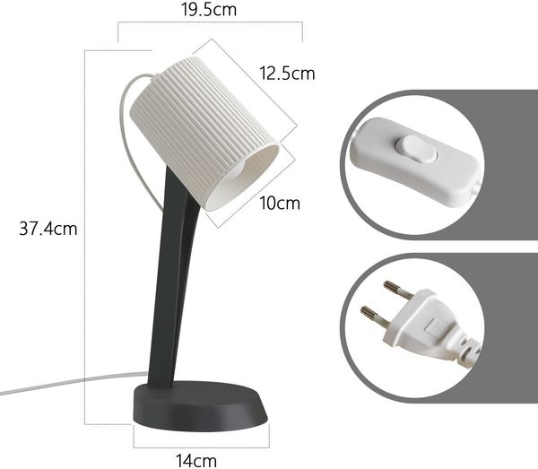 ZMH Nachttischlampe Wohnzimmer Tischlampe mit Kabel - Tischleuchte 2er Set Kleine E14 Lampe Dunkelgrau Tischlampen Moderne Landhausstil für Esstisch Schlafzimmer - Ohne Leuchtmittel Bild 2