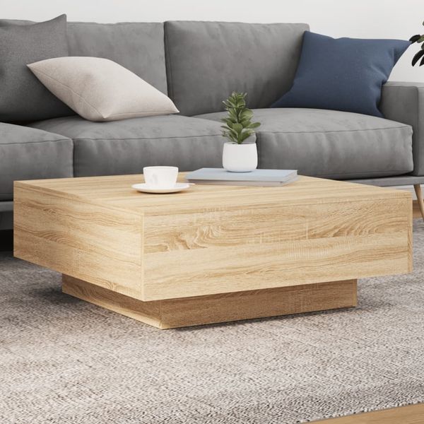 vidaXL Couchtisch mit LED-Leuchten Sonoma-Eiche 80x80x31 cm 836590