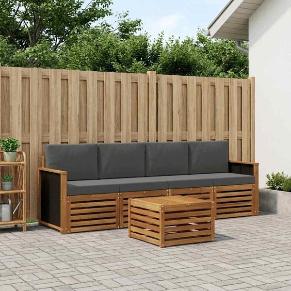 vidaXL Outdoor-Sofagarnitur mit Kissen 5 pcs Natur und Anthrazit 3383983