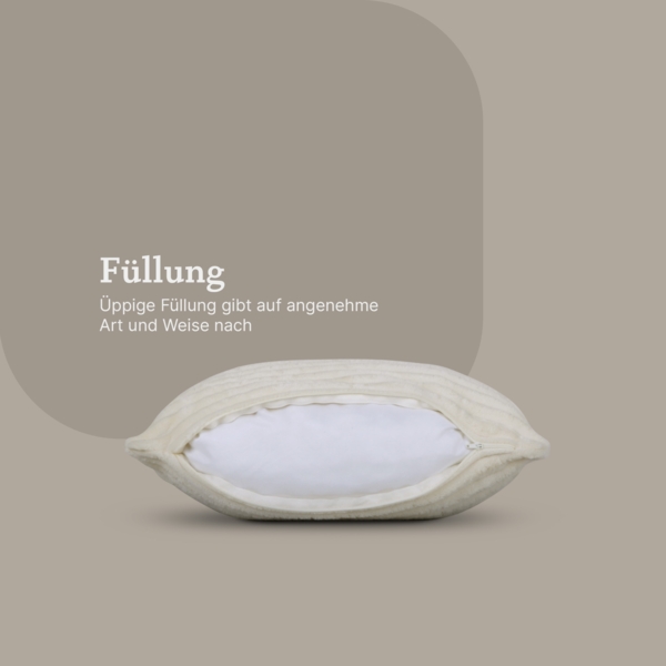 Kissenhülle 50x50cm ( Creme ) Cord Optik - Kuschelig weicher Bezug mit Reißverschluss - Kissen - Öko Tex - Sofakissen, Dekokissen Bild 6