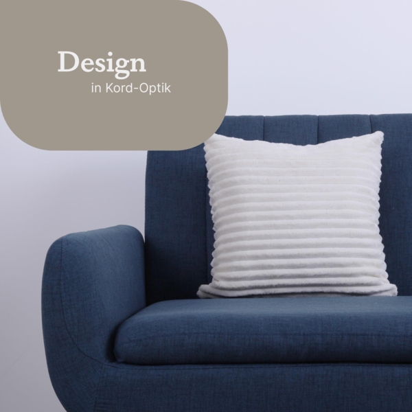 Kissenhülle 50x50cm ( Creme ) Cord Optik - Kuschelig weicher Bezug mit Reißverschluss - Kissen - Öko Tex - Sofakissen, Dekokissen Bild 5