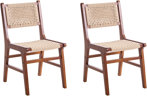 Esszimmerstuhl 2er Set OZELLA Holz Braun Beige