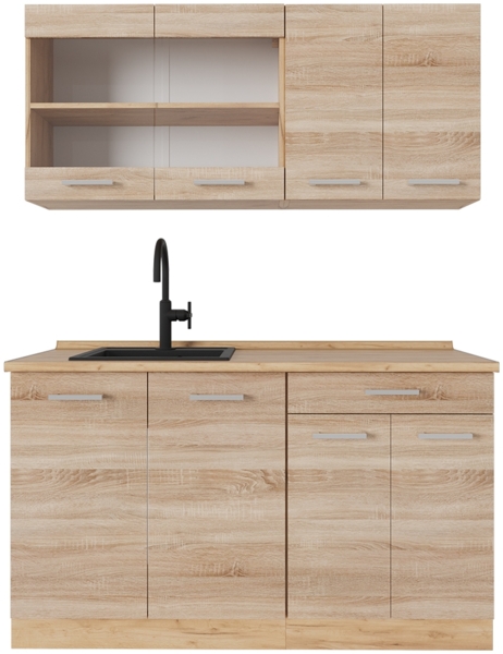 Küchenzeile R-Line Sonoma/Goldkraft Eiche 140 cm , AP Eiche Vicco