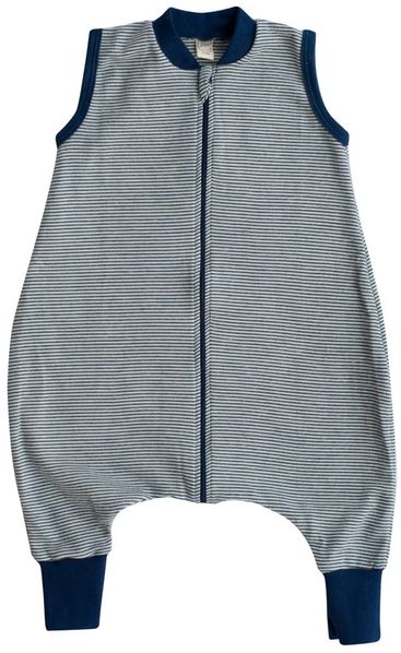 Lilano, Schlafsack mit Bein, geringelt, Merinowolle (kbT), Seide, 210 g/m² (Marine/Natur, 74-80)