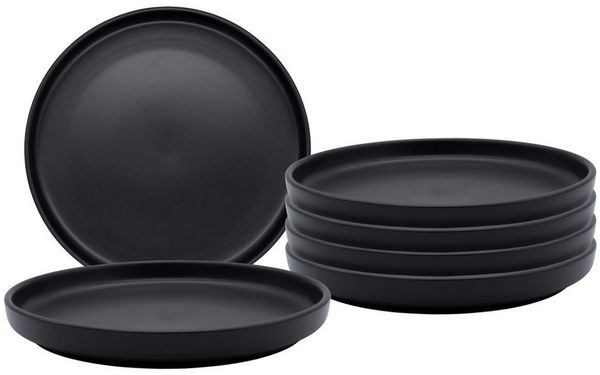 Spetebo Tafelservice Feinkeramik Service schwarz matt - 6er Set (1-tlg), 6 Personen, Feinkeramik, für Backofen und Mikrowelle geeignet
