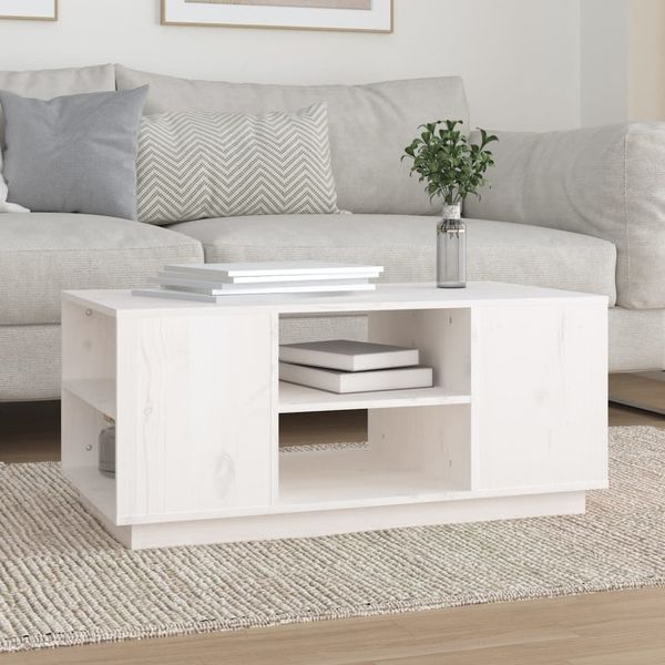 vidaXL Couchtisch Weiß 90x49x40,5 cm Massivholz Kiefer 814400