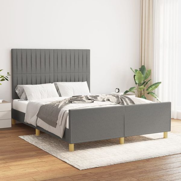 vidaXL Polsterbett mit Kopfteil Stoff Dunkelgrau 140x200 cm
