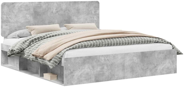 vidaXL Bettrahmen mit Kopfteil Beton 180 x 200 cm Massives Kiefernholz 3412455