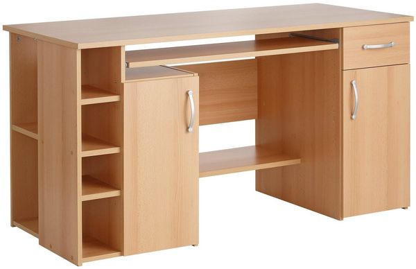 VOGL Möbelfabrik Schreibtisch Tim, mit 5 Fächern & Tastaturauszug, Breite 138 cm, Made in Germany