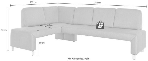 exxpo - sofa fashion Eckbank Intenso, viele Bezugsstoffe Cord, Leder, Struktur 244/157 cm (B/T), hohe Bodenfreiheit, frei im Raum stellbar, hoher Sitzkomfort