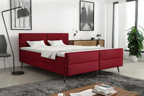 Boxspringbett Schlafzimmerbett GRANADA 120x200cm Stoff Fancy Rot