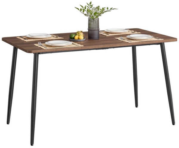 VASAGLE Esstisch, Esszimmertisch, Küchentisch, für 4-6 Personen, Landhausstil, Naturwalnussfarben-Tintenschwarz, KDTDE100K02