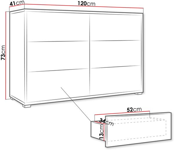 'Gesita K1D4SZ' Kommode, Weiß, 73x120 cm Bild 5