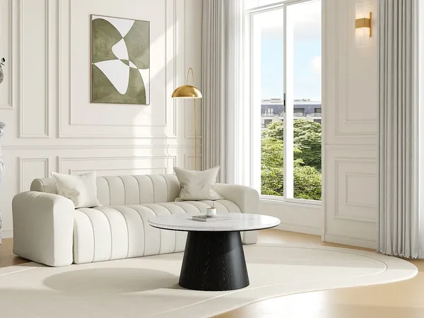 Vente-unique - SADURA Couchtisch Marmor SchwarzWeiß - B 80 cm x H 42 cm x L 80 cm