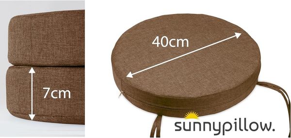 sunnypillow Stuhlkissen 2er Set Stuhlkissen Rund Ø 40 cm mit Bändern "HAVANA"