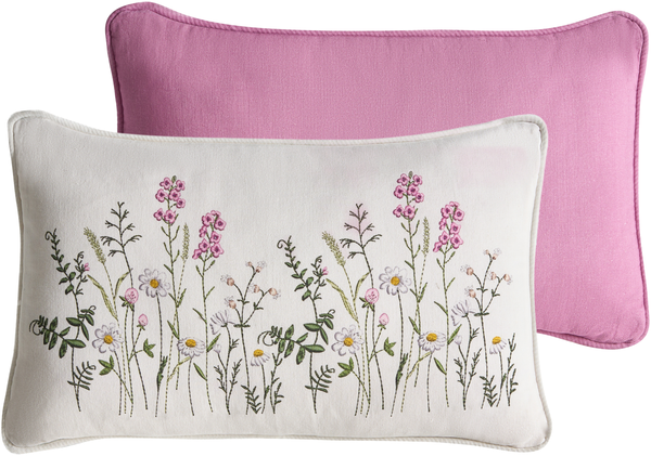 Dekokissen 2er Set MADHUCA Baumwolle 30 x 50 cm Weiß Blumenmuster