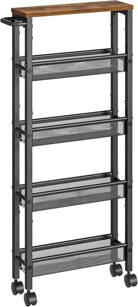 Songmics 'Vasagle' Küchenwagen 5 Ebenen schmal, Stahl vintagebraun-klassikschwarz, 13 x 45,4 x 99,6 cm