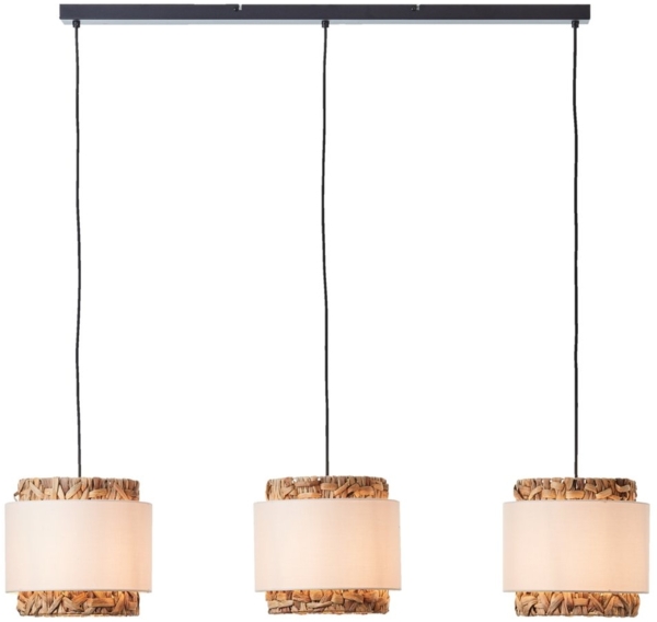 Lightbox Pendelleuchte, ohne Leuchtmittel, kürzbare Hängelampe mit Wasserhyazinthe / Stoff Schirm, 120 cm Höhe