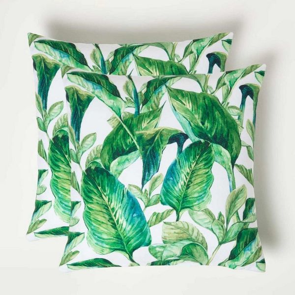 Homescapes Dekokissen Gartenkissen Tropical – 2er-Set Outdoor Kissen 45x45 cm