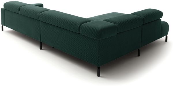 KAWOLA Sofa DELIA Ecksofa Cord smaragd mit motorischem Sitzvorzug Recamiere links 74 x 219 x 276 cm Bild 7