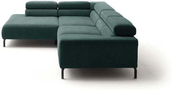 KAWOLA Sofa DELIA Ecksofa Cord smaragd mit motorischem Sitzvorzug Recamiere links 74 x 219 x 276 cm Bild 6