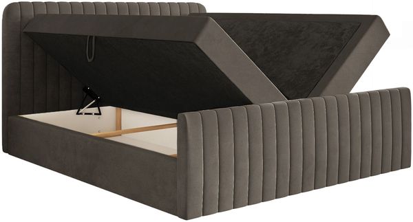 Selsey 'Saliano' Boxspringbett mit Bettkasten, Topper und Samtbezug, Braun, 160x200 cm Bild 4