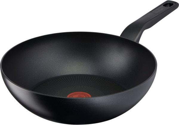 Tefal Wok Titanium Force Wok-Pfanne, Induktion, Ø 28 cm, Aluminium, extra haltbare Antihaft-Beschichtung, Thermo Signal, tiefe Form