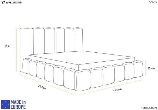 WFL GROUP Polsterbett Serenity (Modernes Polsterbett mit Bettkasten, Lattenrost aus Holz, 120x200 cm) Bild 2